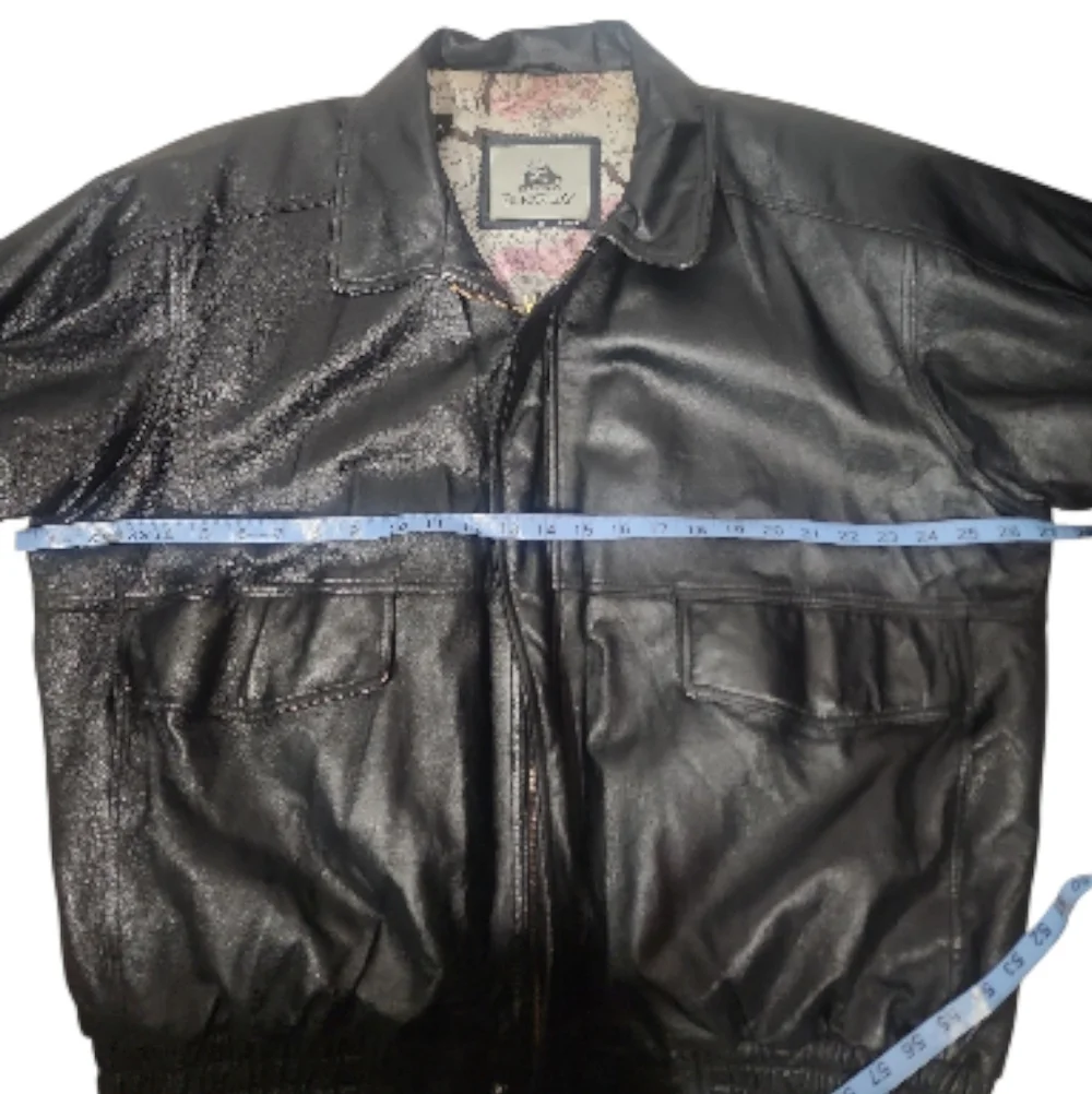 Burk's Bay Men's Black Leather Bomber Jacket. XL - Picture 7 of 13